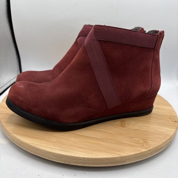 Andre Assous Womens Red Leather Wedge Ankle Boots Back Zip EU 40 M US 9 Spain - Picture 3 of 15